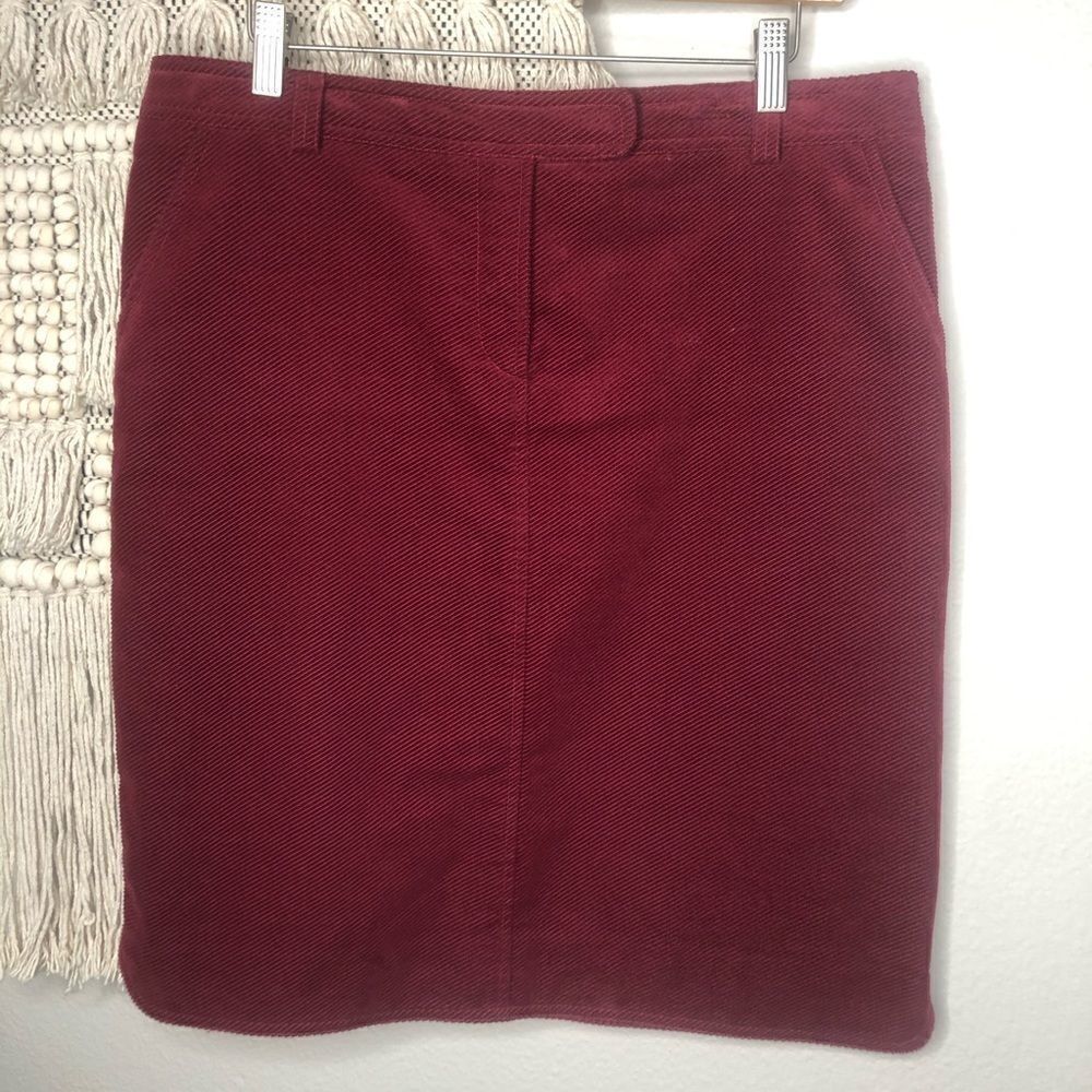 French Connection Maroon Corduroy Skirt Size 10